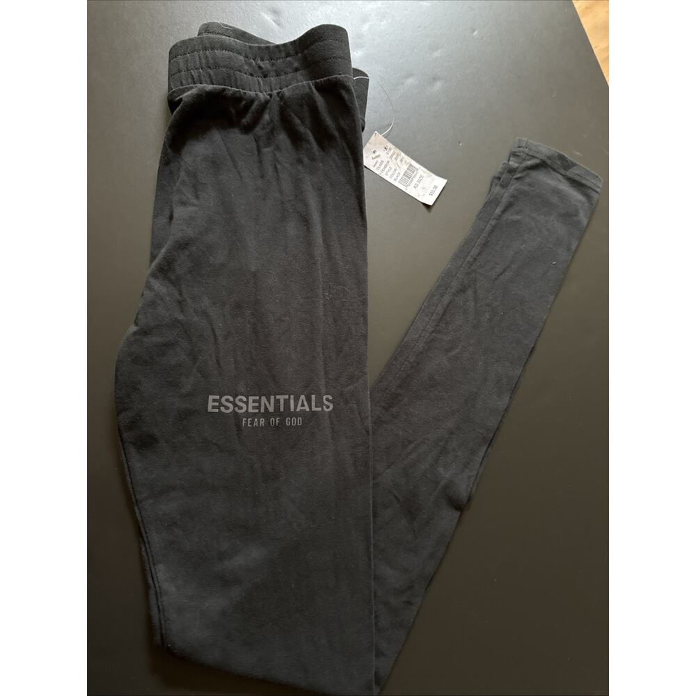 Fear Of God Essentials High Rise Black Leggings Yoga Pants Logo On Leg Women XXS